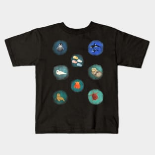 Sea Life 1 - Watercolor Print Kids T-Shirt